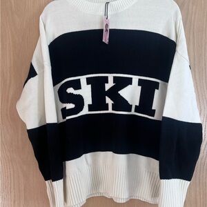 SKI Black and White Striped Sweater